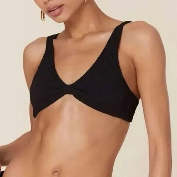 Andie x Mindy The Amor Bikini Top Womens XL Black Textured Beach Swimwear Beach - Picture 1 of 10